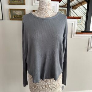 RAG & BONE Gray Ribbed Long Sleeves Top Medium